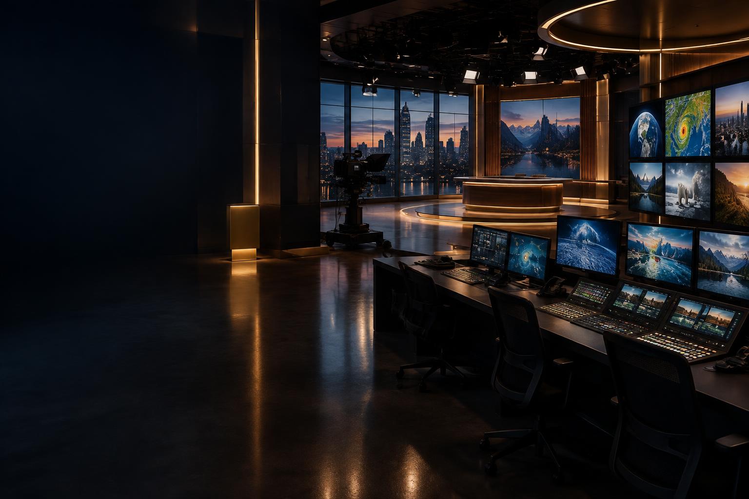 VVM TV broadcast studio and control room